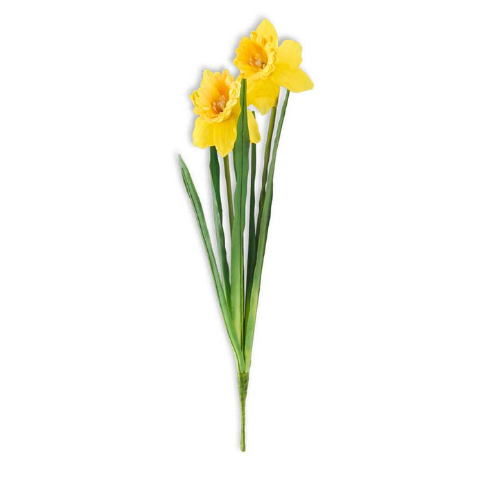 Yellow Real Touch Daffodil w/Double Bloom & Bud