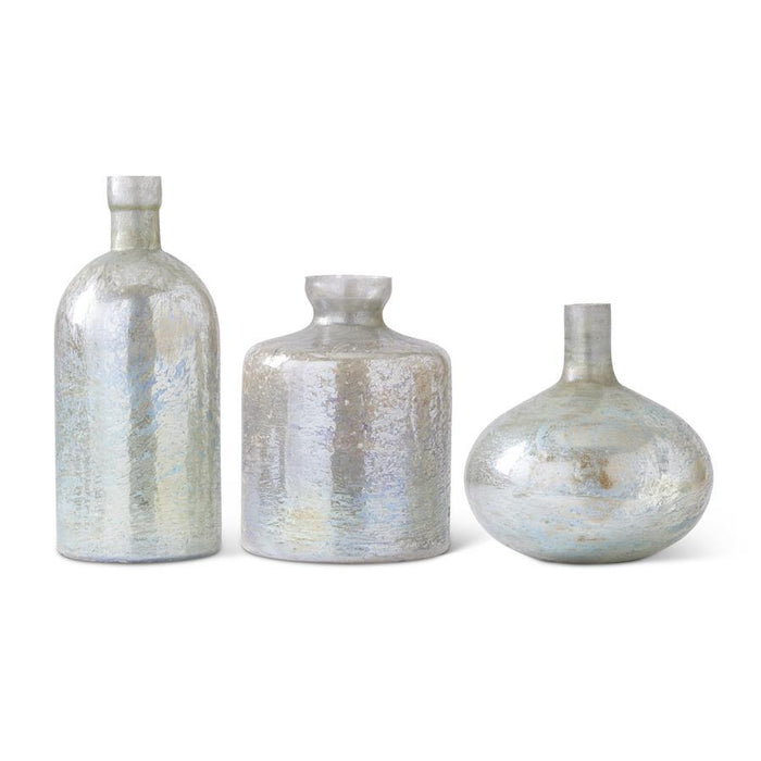 Antique Light Green Matte Glass Bottle Vases - 3 Styles