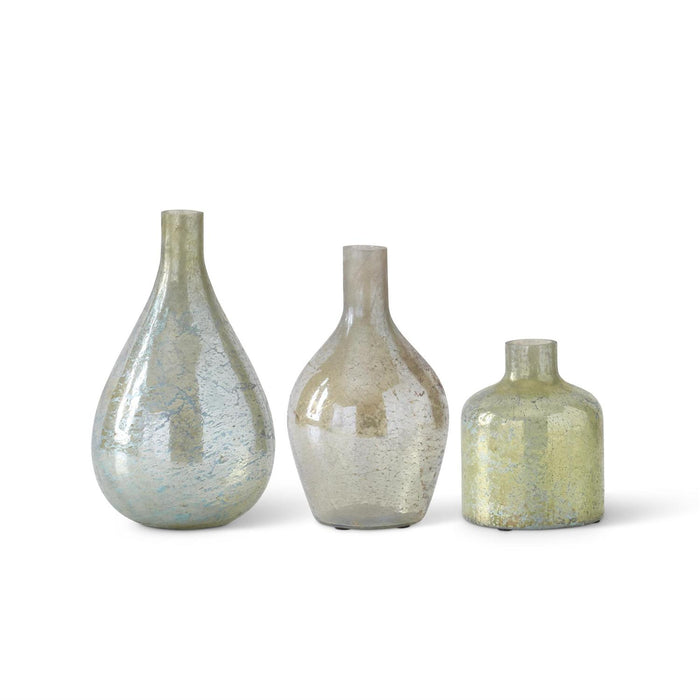 Antique Light Green Matte Glass Bottle Vase- 4 Options