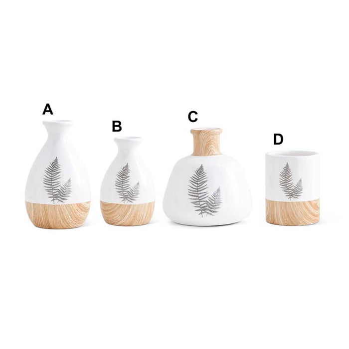 Ceramic Vases With Fern and Painted Wood - 4 Styles