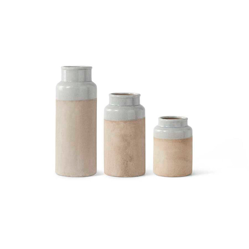 Tall Vase With Light Blue Glaze on Top - 3 Sizes