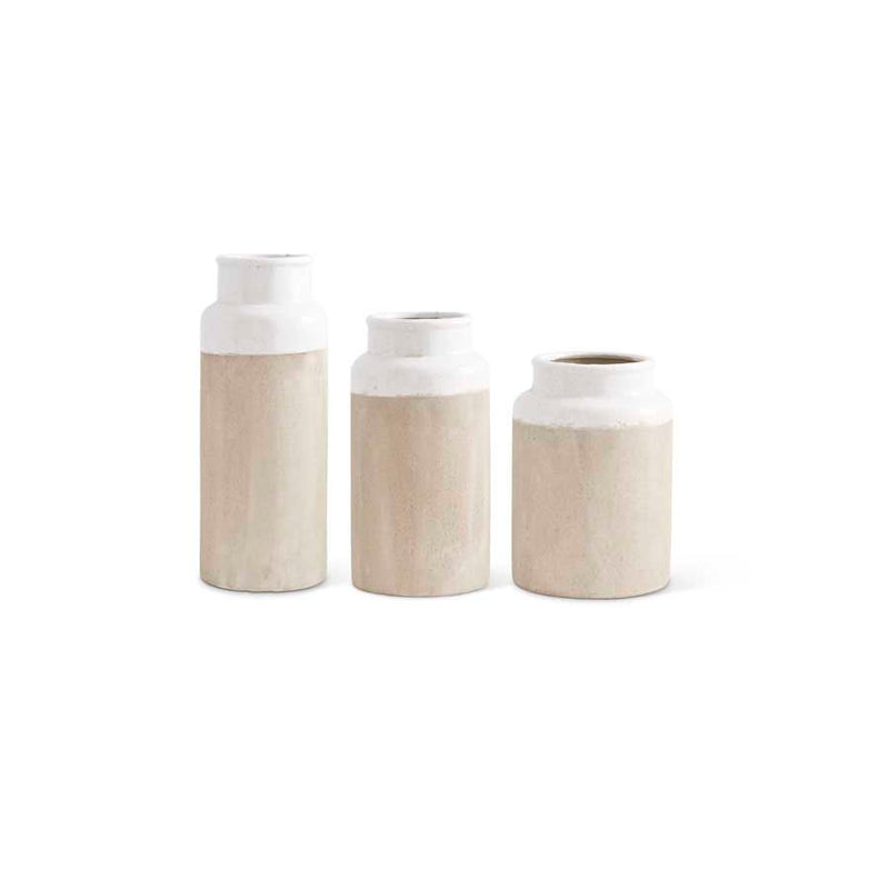 Tall Vase With Light Cream Glaze on Top - 3 Sizes