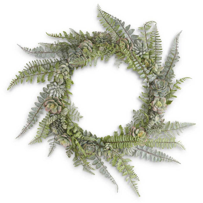 Fern & Succulent Real Touch Wreath - 24"