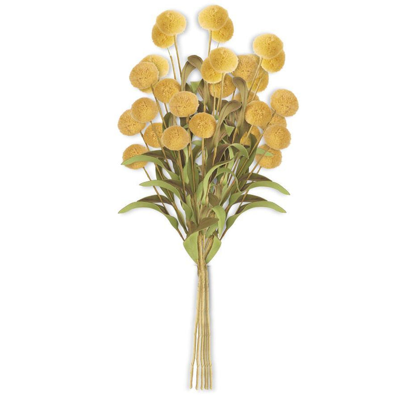 Yellow Pompom Pick with Green Eva Leaves Bundle