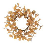 Decorative wreath with brown leaves on a white background