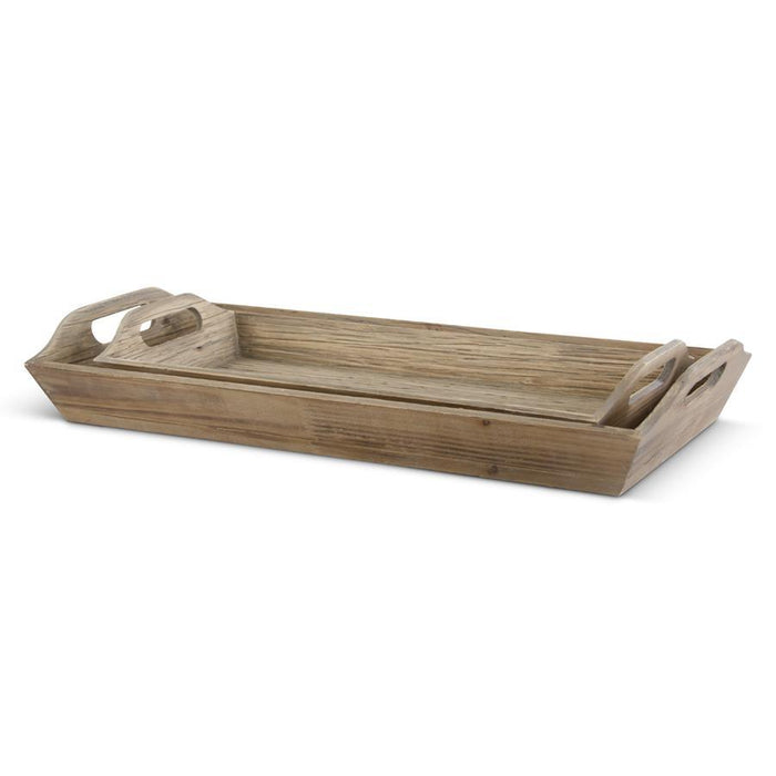 Rectangle Wood Nesting Trays with Handles