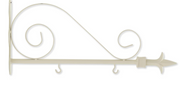 A collection of six different arrow hangers in various colors and materials, including black and white arrows, barnwood, metal scroll, black and cream, and architectural wood holder.