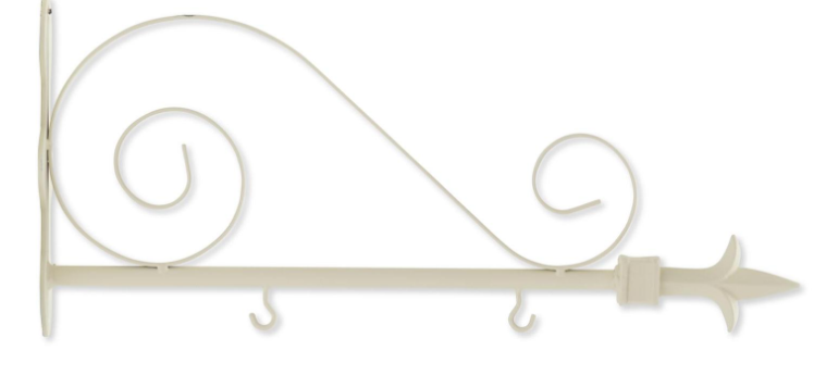 A collection of six different arrow hangers in various colors and materials, including black and white arrows, barnwood, metal scroll, black and cream, and architectural wood holder.