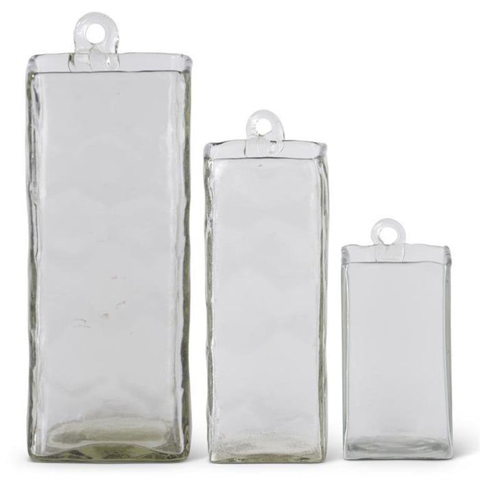 Hand-blown Square Clear Glass Hanging Vases - 4 Options