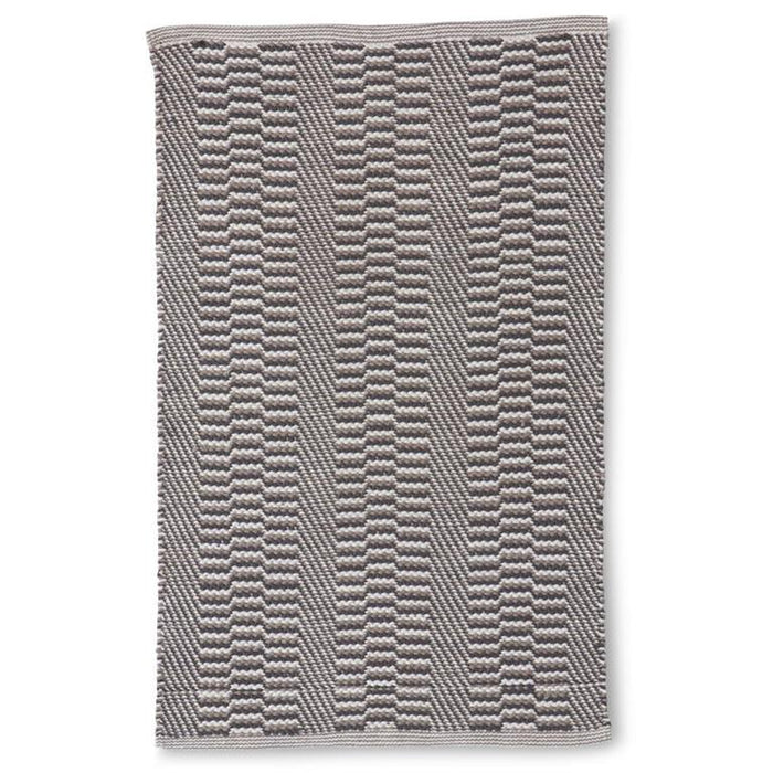 White Light & Dark Gray 2 Pattern Striped Cotton Handwoven Rug