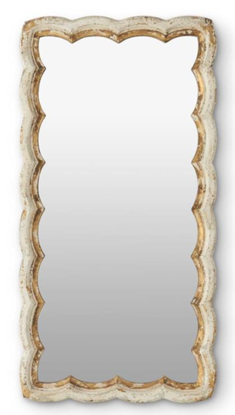 Decorative wall mirror with a rustic wooden frame on a white background