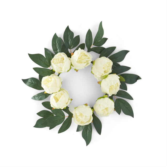 White Real Touch Peony Candle Ring