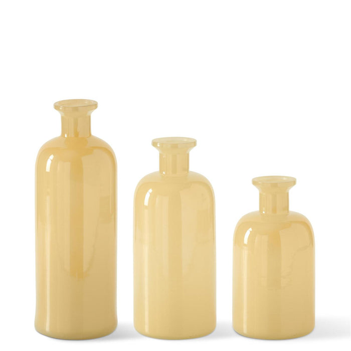 Medium Yellow Glass Bottles - Set of 3