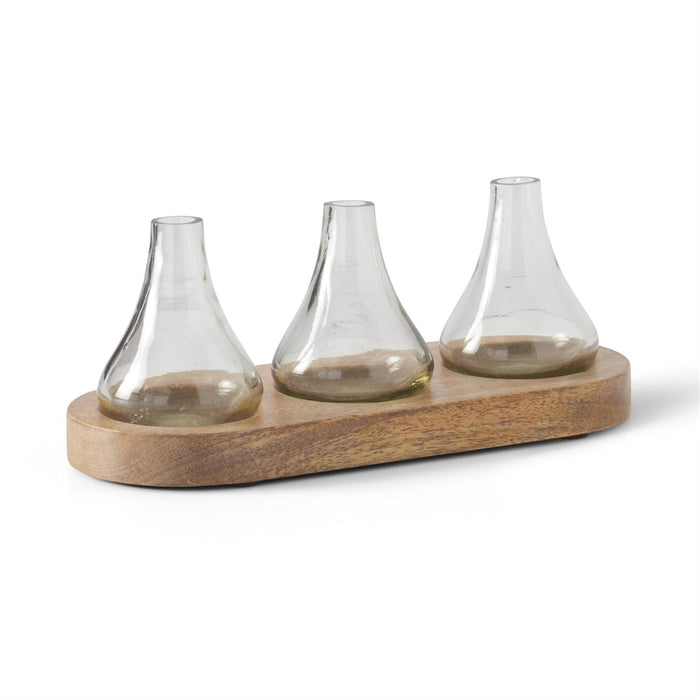 Bud Vases on Wood Tray