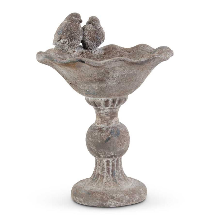 Distressed Stone Resin Pedestal Birdfeeder