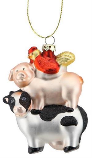 Chicken Pig Cow Stack Ornament