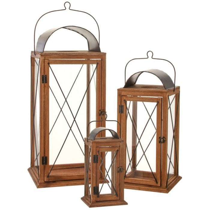 Wood & Metal Dome Top Lanterns - 3 Options