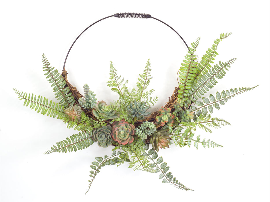 Fern and Succulent Wreath - 24"
