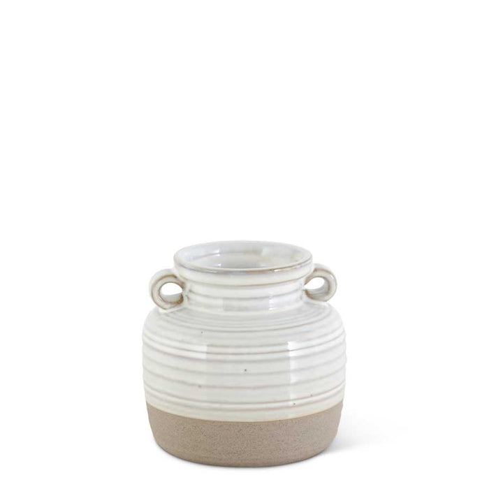White Ceramic Double Handled Pot with Ungla