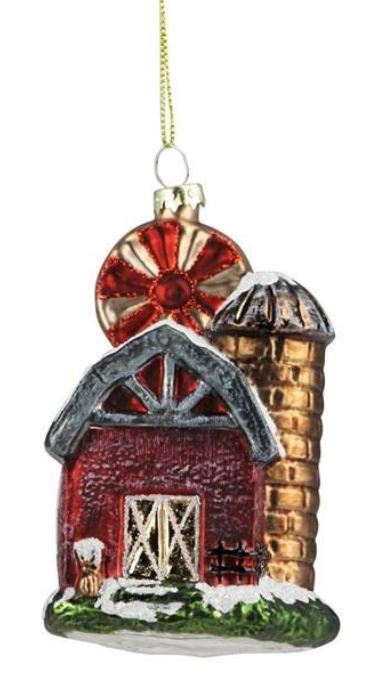 Glass Farmhouse Ornament