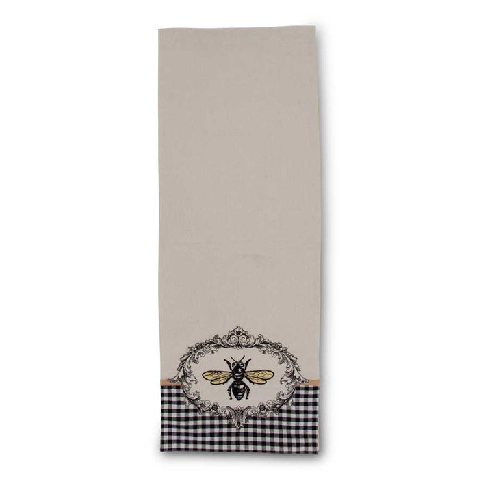 Cream Table Runner w/ Embroidered Bee Crest - 72"L
