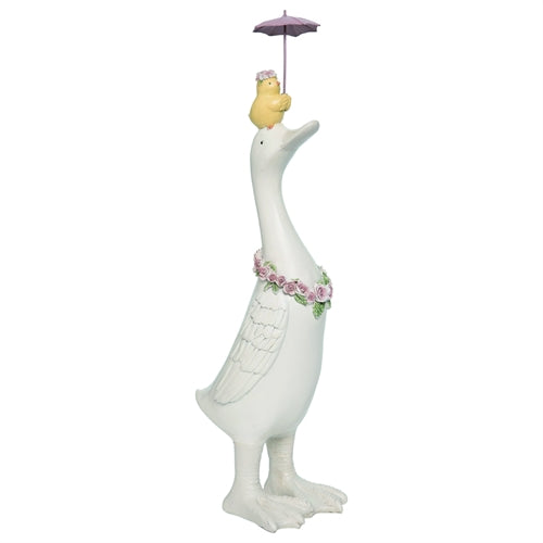 Chick & Duck with Umbrella Figurine