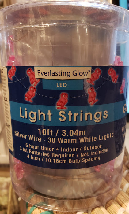 10ft Flamingo LED String Battery Operated - Silver Wire