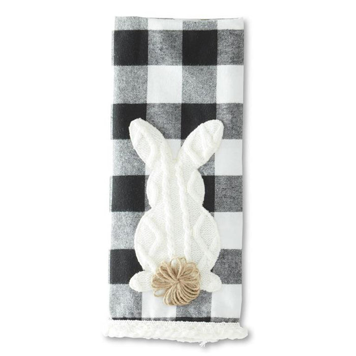 Black & White Check Bunny with Pom Pom Tail Towel