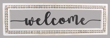 Metal Welcome Sign with Bead Wood Frame