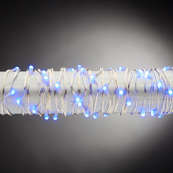 5ft Blue LED String Battery Operated - Silver Wire