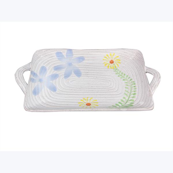 Stoneware Hand Made Floral Platter