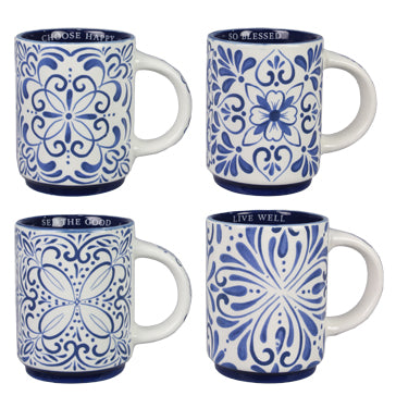 Blue and White Talavera Mugs - 4 Styles