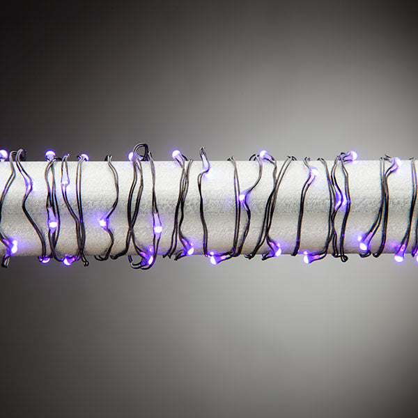 10ft Purple LED String Battery Operated - Black Wire