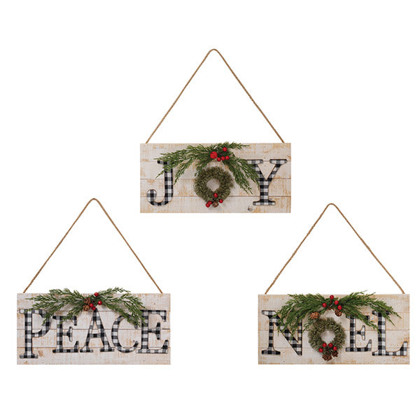 Wood Holiday Hanging Sign - 3 Styles