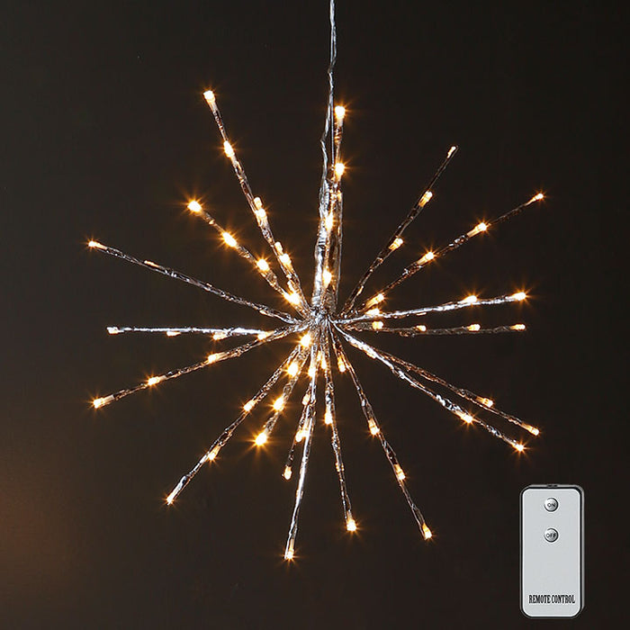 Silver Starburst with 80 Warm White Lights and Remote