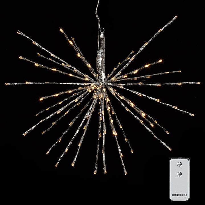 Silver Starburst with 150 Warm White Lights and Remote
