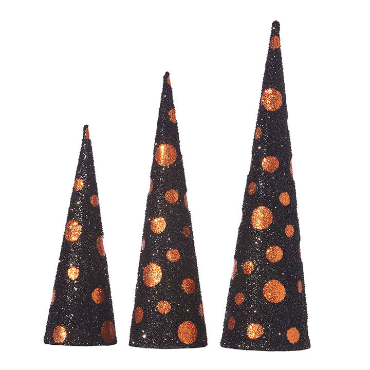 Halloween POLKA DOT CONE TREE- Set of 3