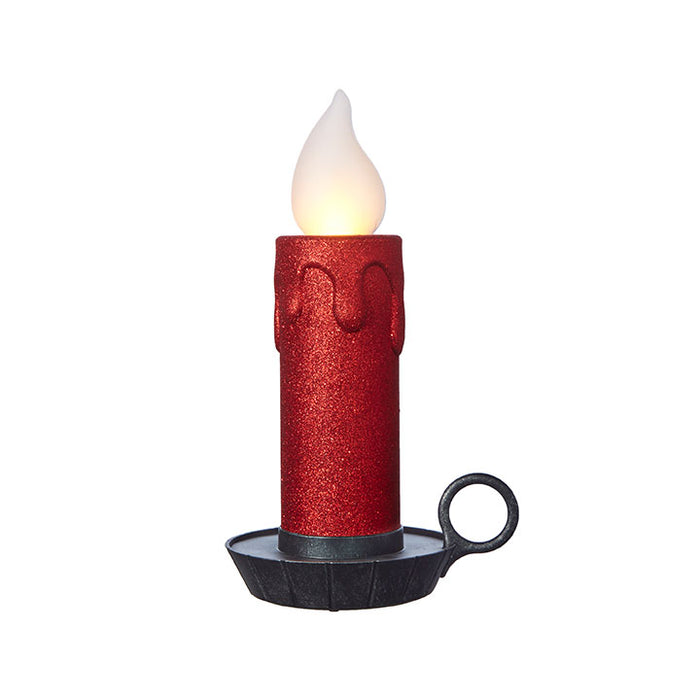 Red Glittered Battery Operated Candle