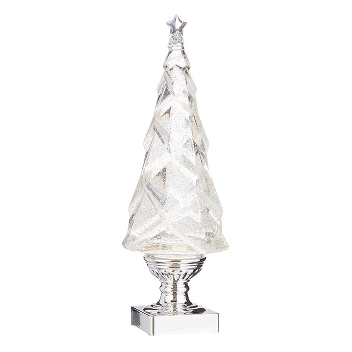 Geometric Lighted Tree with Silver Swirling Glitter