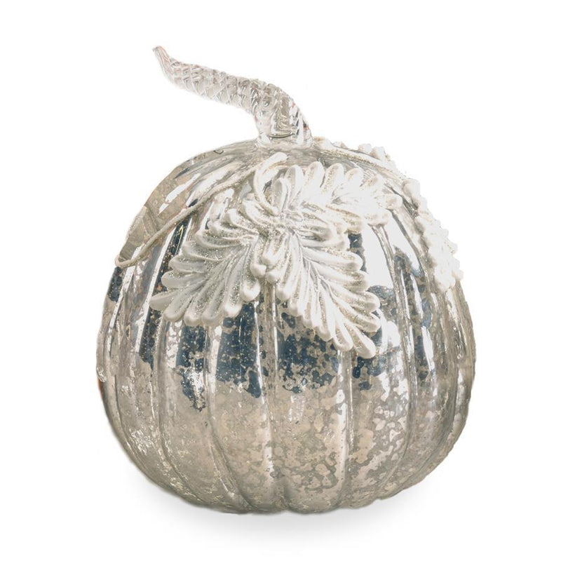 Mercury Glass Pumpkin with Leaves - 2 Styles