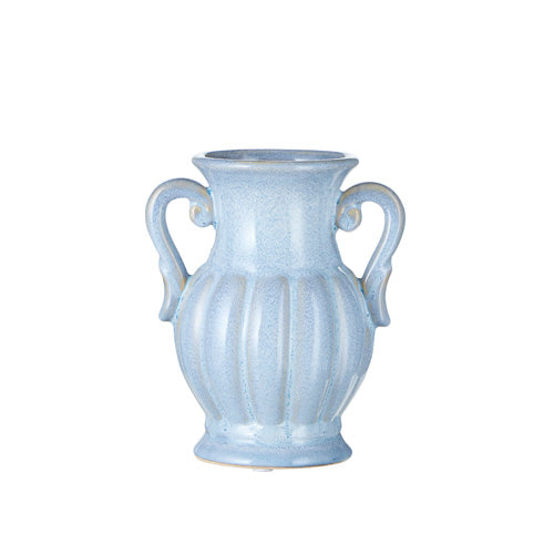 Small Reactive Glaze Fluted Handled Vase