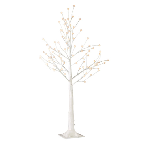 GLITTERED WHITE LIGHTED TREE