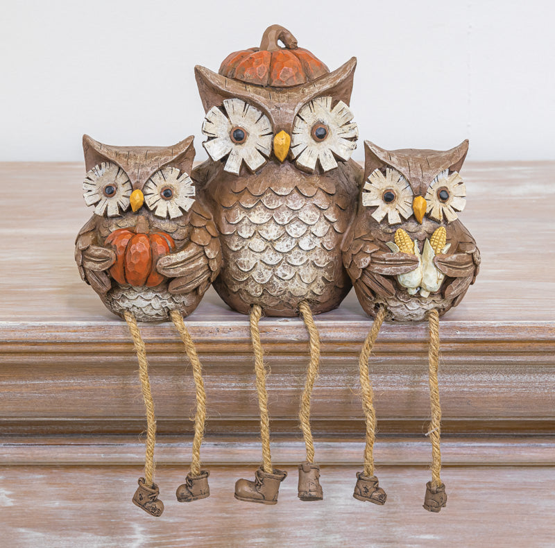 Harvest Owl Family Rope Leg Tabletop