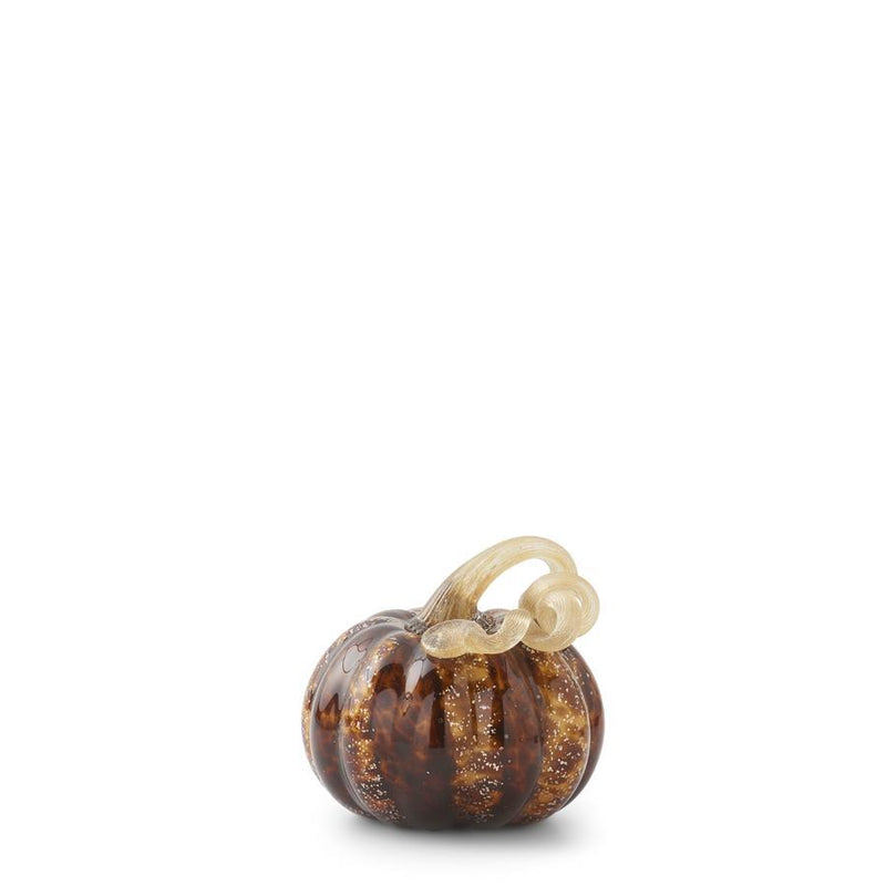 Brown Speckled Handblown Glass Pumpkin