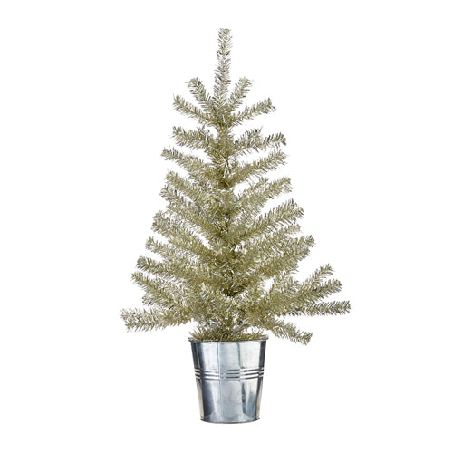 Tinsel Tree in Galvanized Bucket