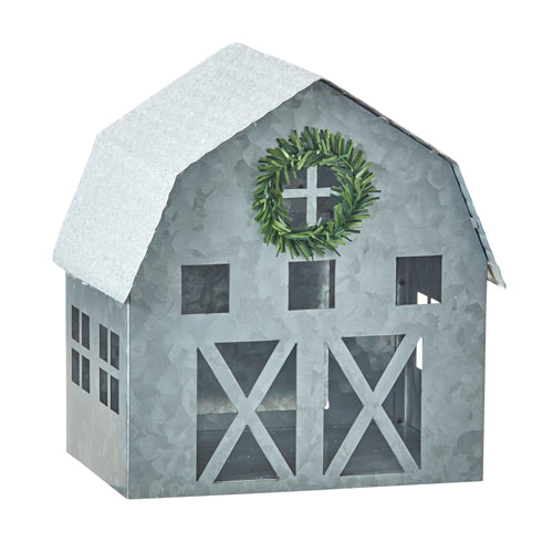 Snowy Roof Galvanized Barn