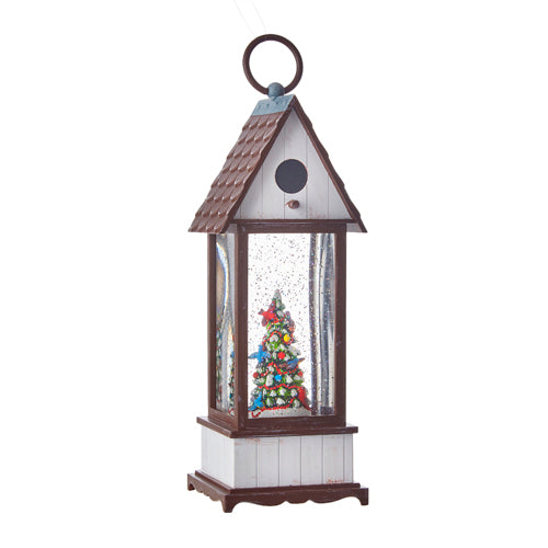 Birds in Christmas Tree Lighted Water Birdhouse