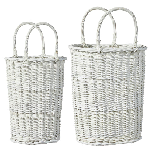 White Handled Basket- 3 Options