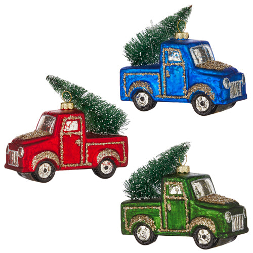Truck with Tree Ornament - 3 Colors