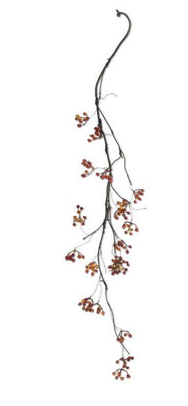 Decorative vine with small red berries on a white background